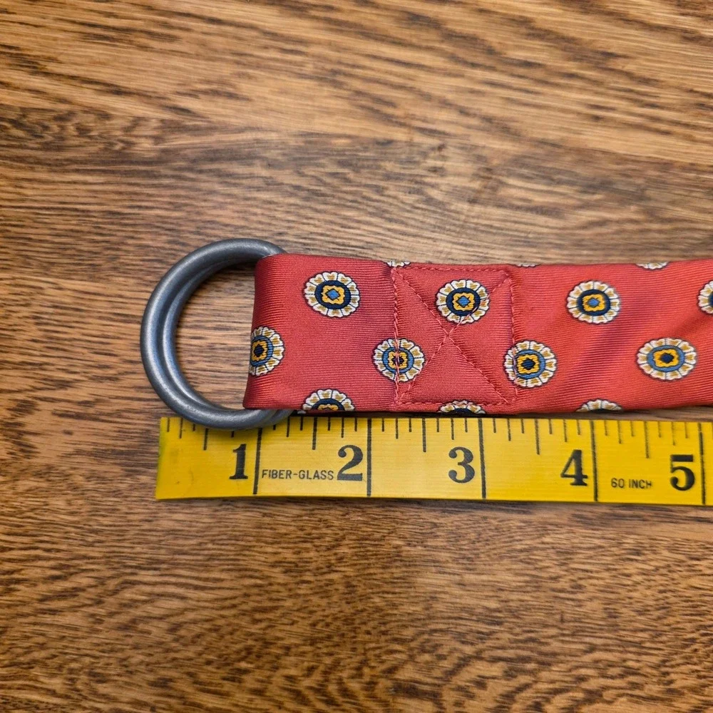 Lands End 100% Silk Belt Womens Pink Silk Medallion D-Ring Tie Small (28-30)